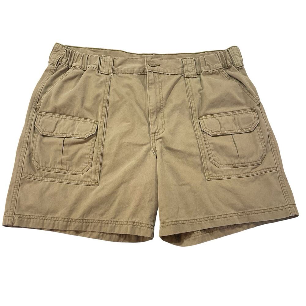 Lee Cargo Shorts Men's 40 Relaxed Fit Elastic Waist Khaki All Cotton GORP Core